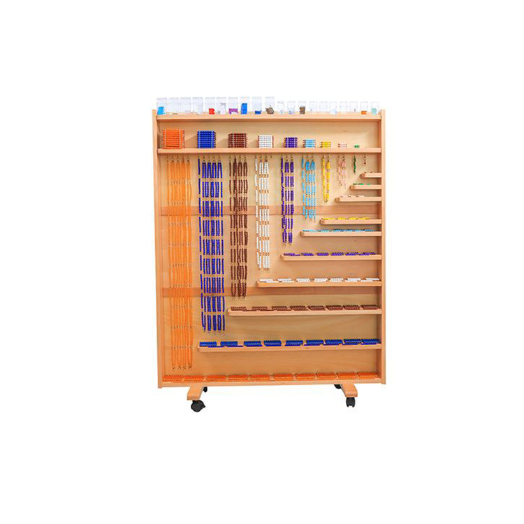 蒙氏教具幼儿园教具立方珠链架平方珠帘串珠棚指示标签大串珠架