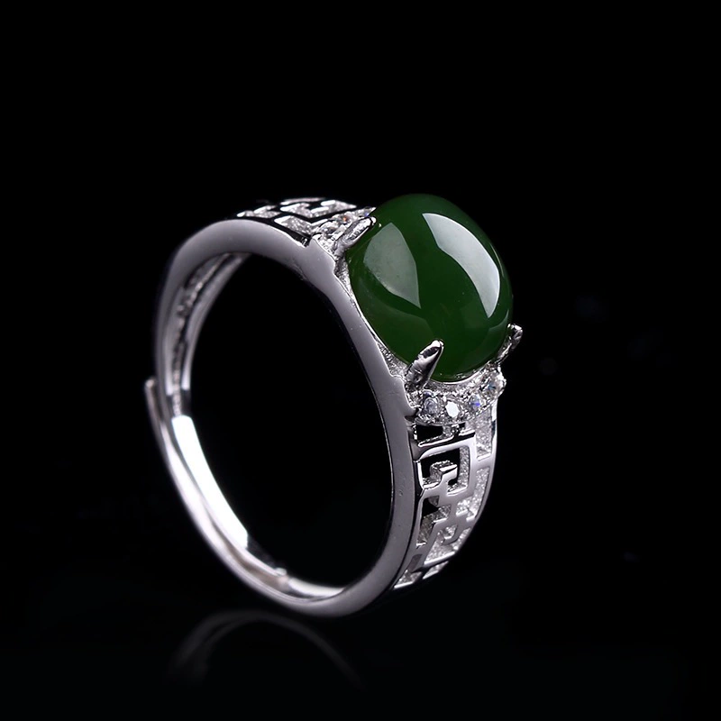 Ring, jasper from Khotan district, accessory, silver 925 sample, 925 sample silver, wholesale