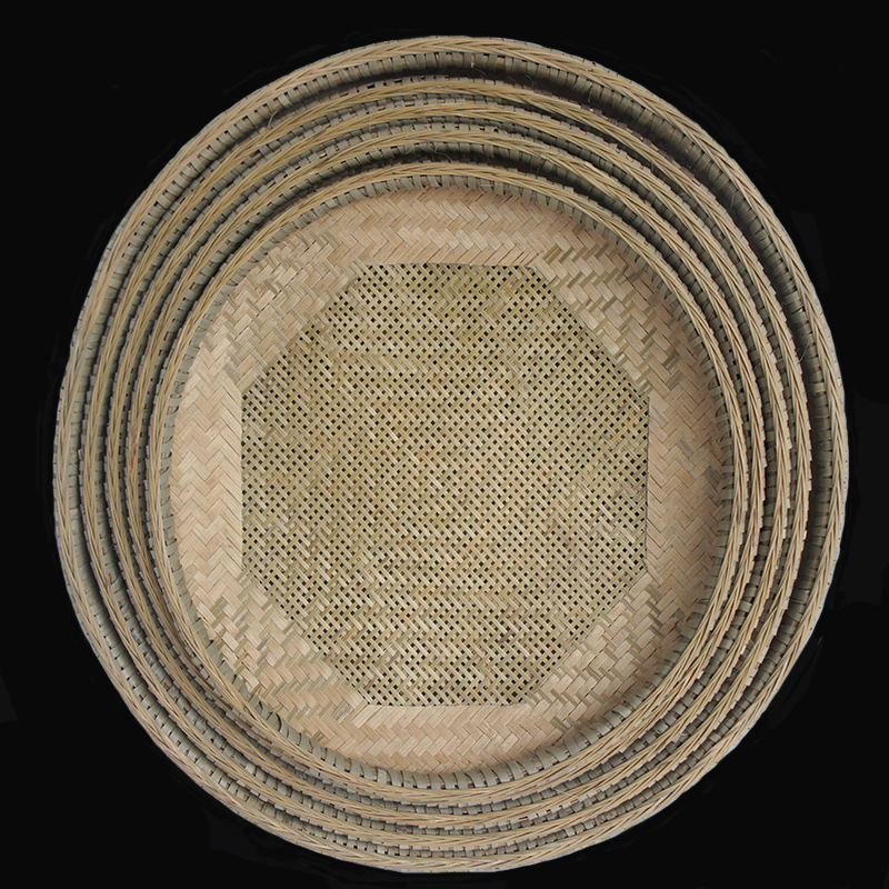 厂家一手货源编织竹编竹篮工艺品五件套筛子竹编篮批发环保竹制