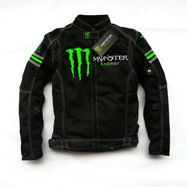 Zomer ademende motorracejas met anti-val beschermende kleding - Monster Energy Design [motorjas, racepak]