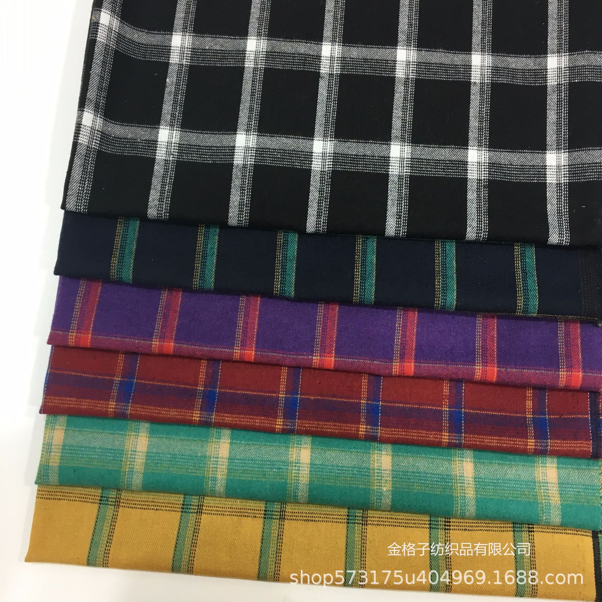 涤棉磨毛色织格子布 法兰绒混纺面料 秋冬衬衫布 童装 百褶裙