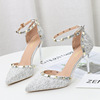 Korean rivet women’s sandals pointed thin heel shoes night club style high heel women’s shoes