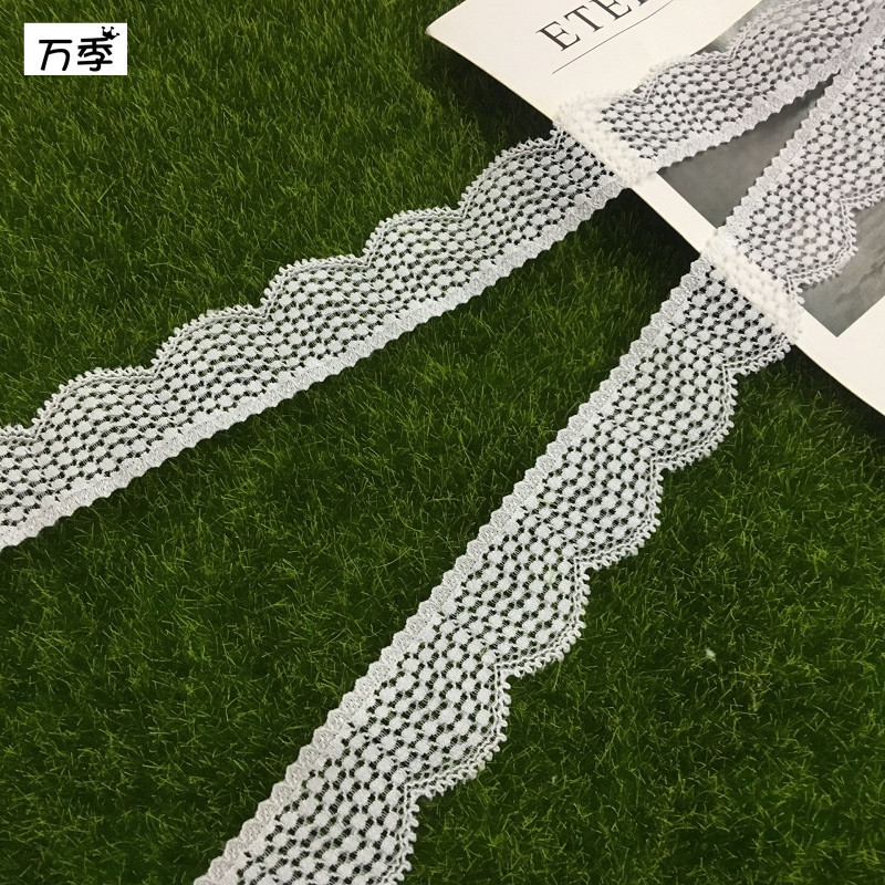 高档弹力蕾丝花边2.5CM宽度锦纶内衣内裤服装辅料水溶条码diy现货