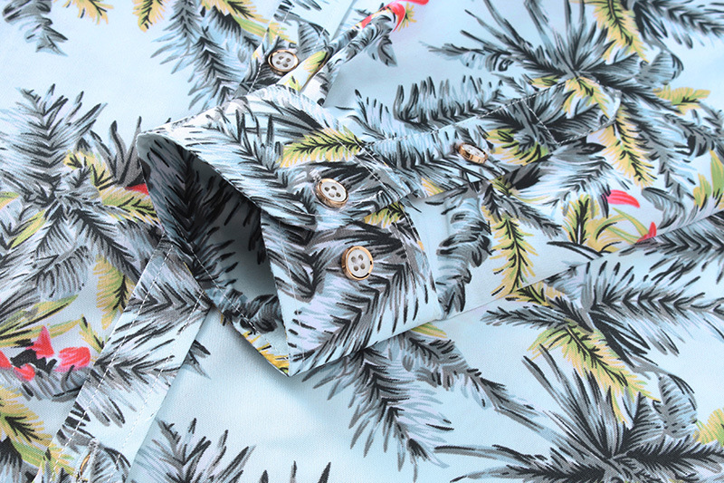 Autumn New Large Size Men's Printed Long-sleeved Shirt Men's British Style Slim-fit Pointed Collar Long-sleeved Shirt