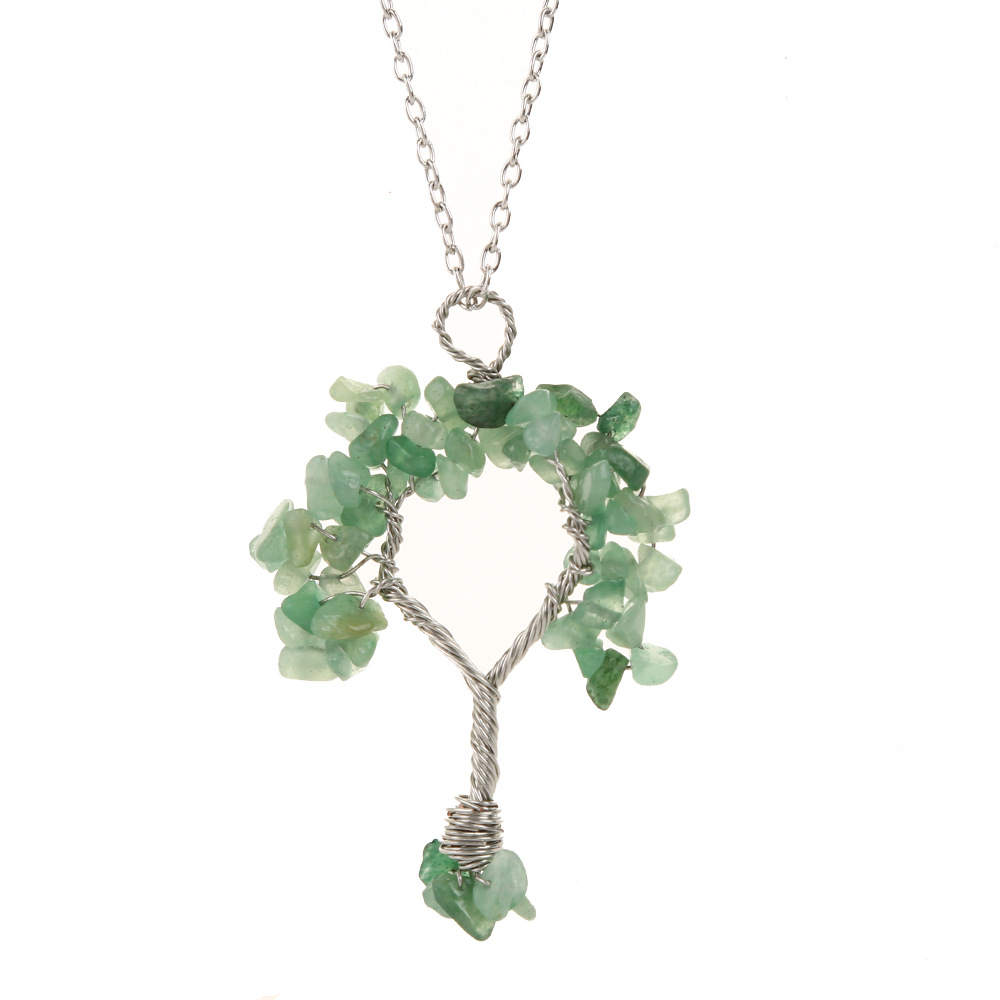 Fashion Tree Alloy Plating Natural Stone Pendant Necklace 1 Piece