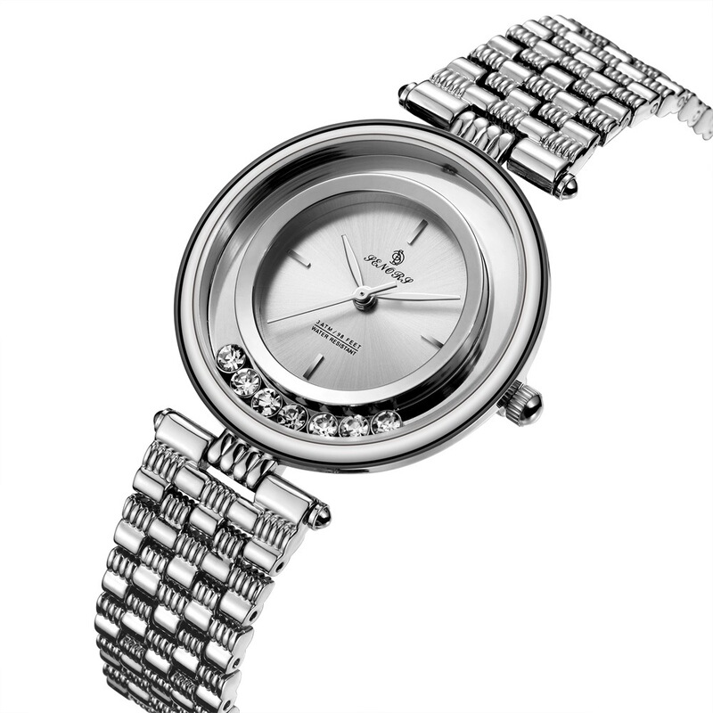 SENORS Brand Mobile Rhinestones Korean Style Casual Fashion Girls Ultra-thin Steel Band Quartz Watch