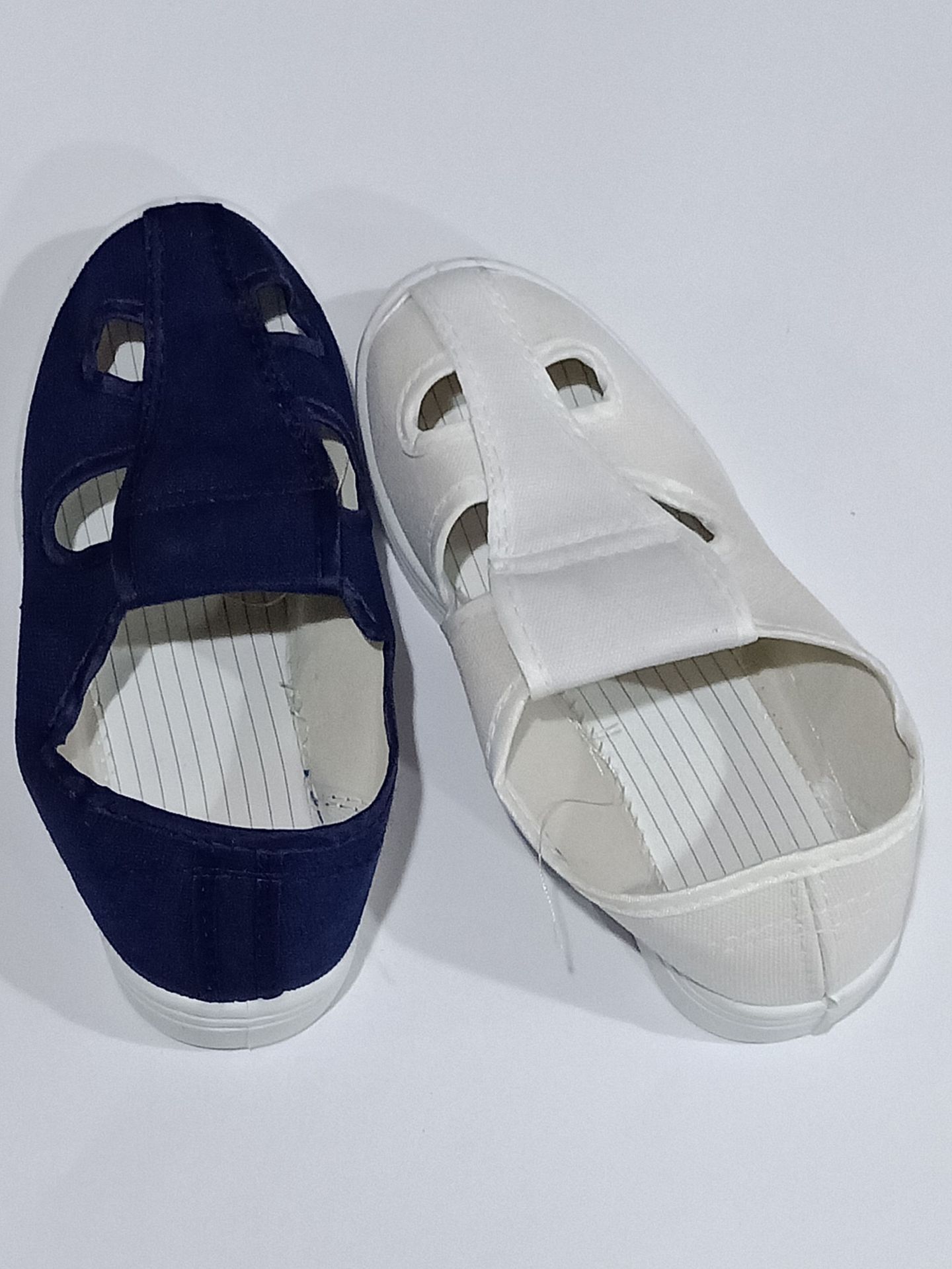 批发防静电四孔鞋 防静电无尘工作鞋子帆布白兰防静电四眼工作鞋