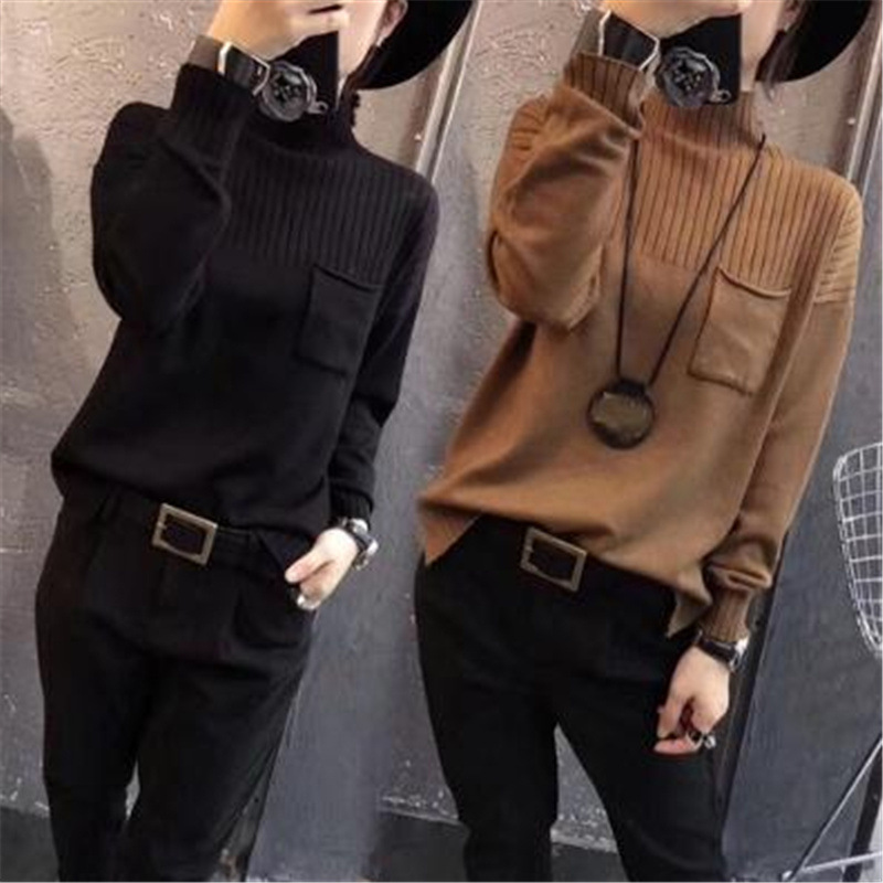 European station autumn and winter women's 2022 new European fashion high collar pullover loose sweater tide