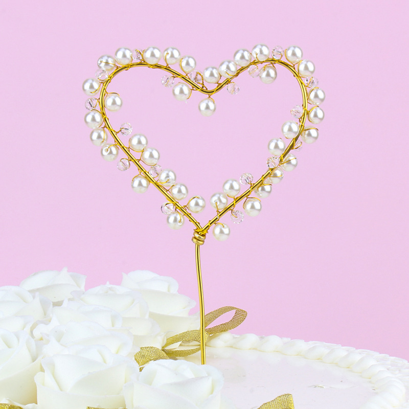 烘焙插件手工爱心蛋糕摆件珍珠串珠仙女棒聚会派对饰品甜品装饰|ru