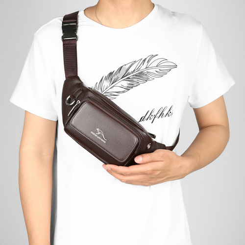 Kangaroo waist bag men's mobile phone waist bag hanging bag seniors mobile phone waist bag crossbody chest bag sports shoulder bag business bag