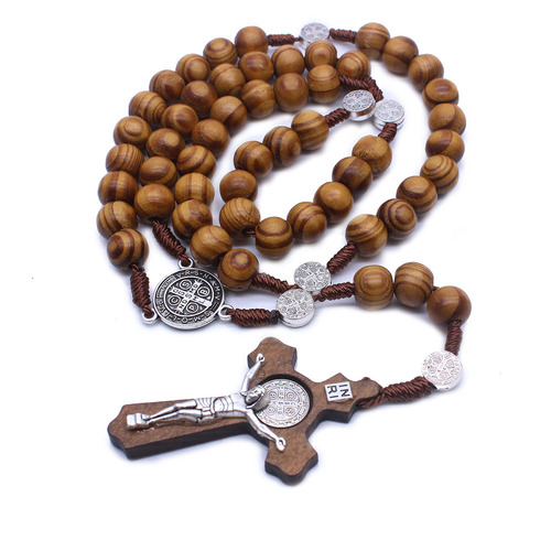 2pcs Rosary Catholic Rosary Necklace Handmade wooden cross praying necklace Religious jewelry