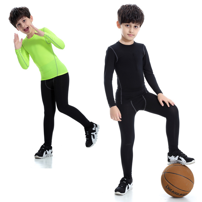 儿童运动健身长裤弹力紧身裤篮球足球跑步训练速干打底贴身九分裤