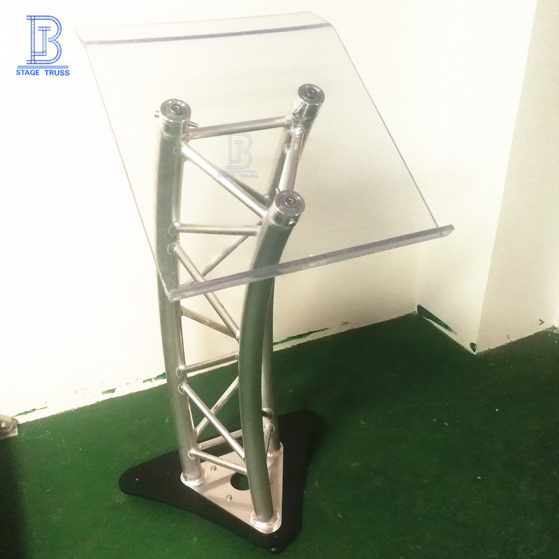 welding technology Beautiful aluminium alloy Podium Acrylic Speech table Manufactor Special-shaped Podium Customized