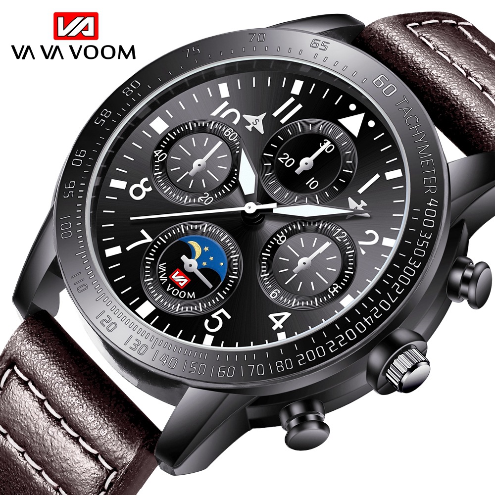 Men's Pilot Sports Authorization Multi-Function Watrproof Watch Wind Speed Measuring Fashion Watch Belt Watch_voghion.com