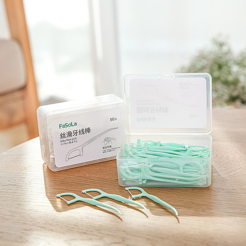 Japanese FaSoLa ultra-fine dental floss toothpick classic dental floss family safety floss stick toothpick box set of 50 pieces
