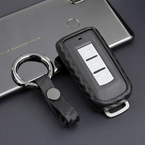 Suitable for new Mitsubishi Outlander car key Shell carbon fiber soft rubber Lancer sports Smart Remote Control package protective cover