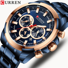 CURREN Watch, Kairuen 8361 Fashion Men's Waterproof Watch, Six-Hole Multifunctional Stylish Steel Band Bracelet Watch