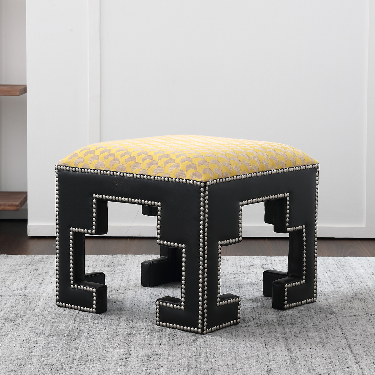 American style yellow Fabric art Fight skin Pedal a living room The reception Fangdeng Shoe changing stool children sofa stool