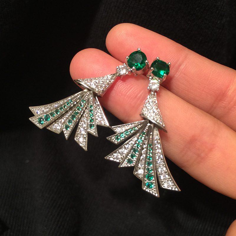 Scalloped Earrings Set With Zircon S925 Silver Earrings display picture 7