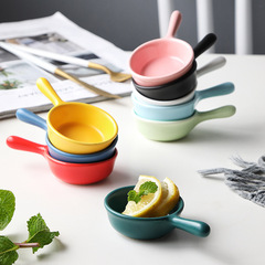Xu Family Creative Mini Ceramic Spooner with Handle for Dipping, Japanese Tableware, Seasoning Plate with Handle, Soy Sauce and Vinegar Plate