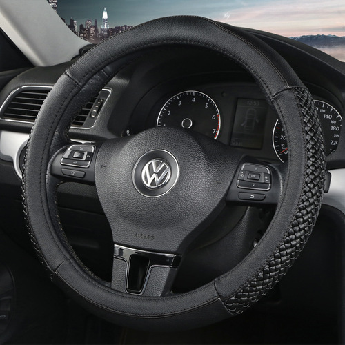 New stylish woven steering wheel cover, anti-slip, four-season universal leather car handle cover, sports car accessory
