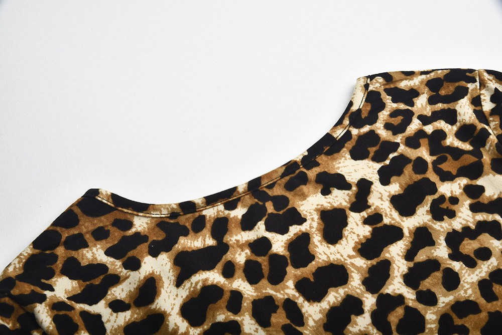 otoño de manga larga con cuello en V expuesto ombligo leopardo camiseta nihaostyles ropa al por mayor NSAFH95465