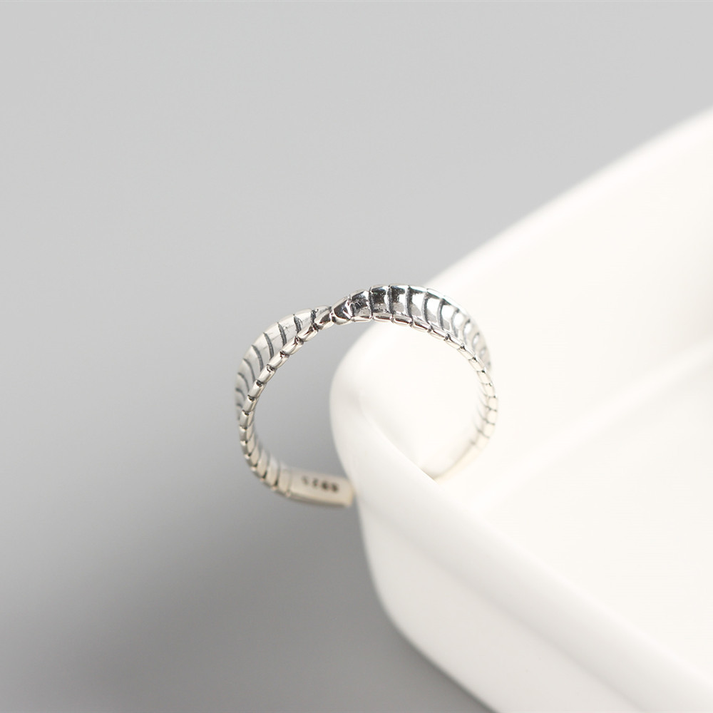 Korean New Zealand pattern retro S925 sterling silver Mobius open ring