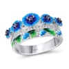 Epoxy resin, set, fashionable enamel, diamond wedding ring, earrings, European style, flowered