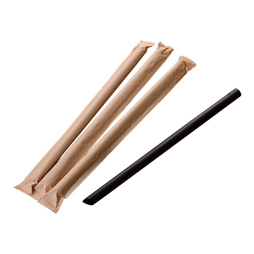 Mingxing Disposable Kraft Paper Single Striped Individually Packaged Bubble Tea Slush Drink White Paper Thick and Thin Transparent Straw