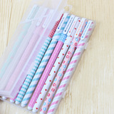 Канцтовары, акварель, мелки, черная ручка-роллер, ручка на водной основе, комплект, Южная Корея, цветочный принт, делается под заказ, 10 цветов