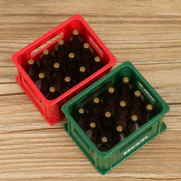 红色绿色啤酒箱形状启瓶器批发创意立体啤酒塑料箱开瓶器加印logo
