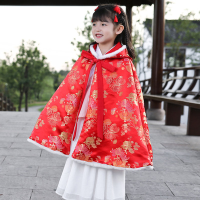 girl ancient costume Hanfu cloak Autumn and winter thickening Cape Chinese style Improvement element Antiquity coat Tang costume