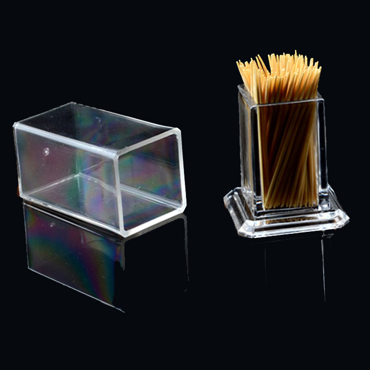 Titular de palillo de acrílico de alta gama caja de palillo de dientes cuadrado de plástico transparente restaurante occidental titular de palillo de dientes LOGO para mayoristas