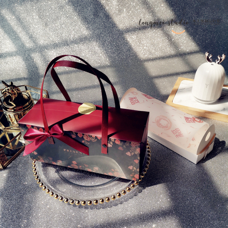 复古玫瑰花蛋糕卷手提盒奶油蛋糕毛巾卷盒子蛋卷卷手提盒奶酥礼盒