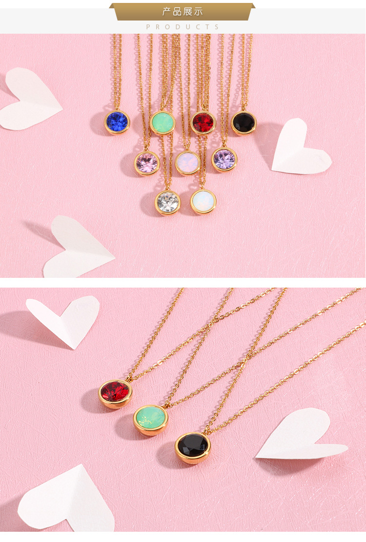 18K Gold Plated Plating Material 304 Stainless Steel Pendant Material Necklace Classification PVD Coated 18K Gold Plated Geometric Titanium Steel Waterproof Non Tarnish Necklace