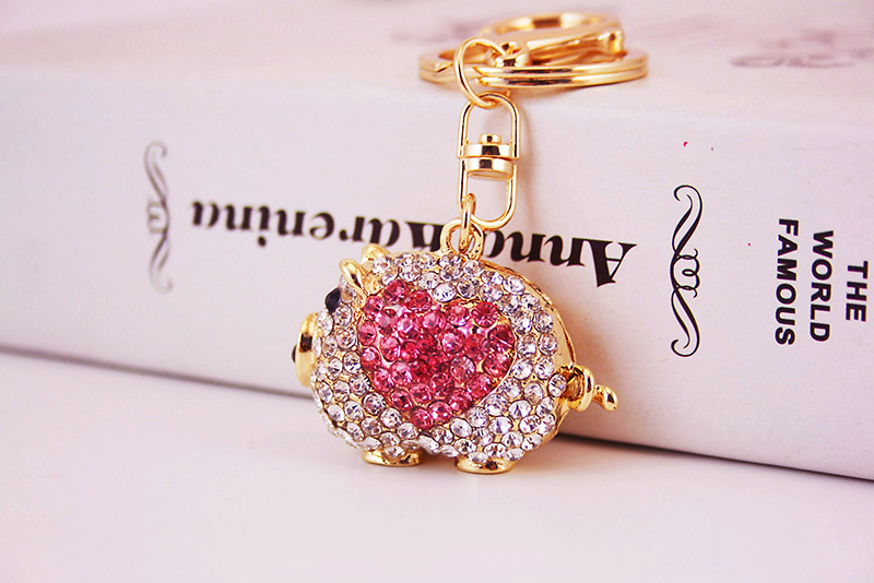 38g Weight Alloy, Metal Material Animal Pattern Unisex Gender Pink, Purple, Red, Blue Color Cute Heart Zodiac Pig Keychain 1