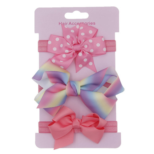 New children's hair accessories bow headband three-piece set baby headwear headband card set factory direct sale