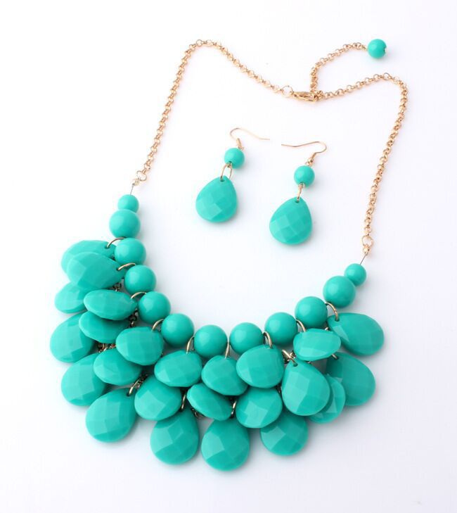 100g Weight Jewelry Set Classification Earrings + Necklace Quantity Holiday, Daily Occasion Alloy, Plastic, Resin Material Water Droplets Pattern Women's Gender Plating Design Lady Style Lady Water Droplets Alloy Plastic Resin Plating Women's Jewelry Set 8