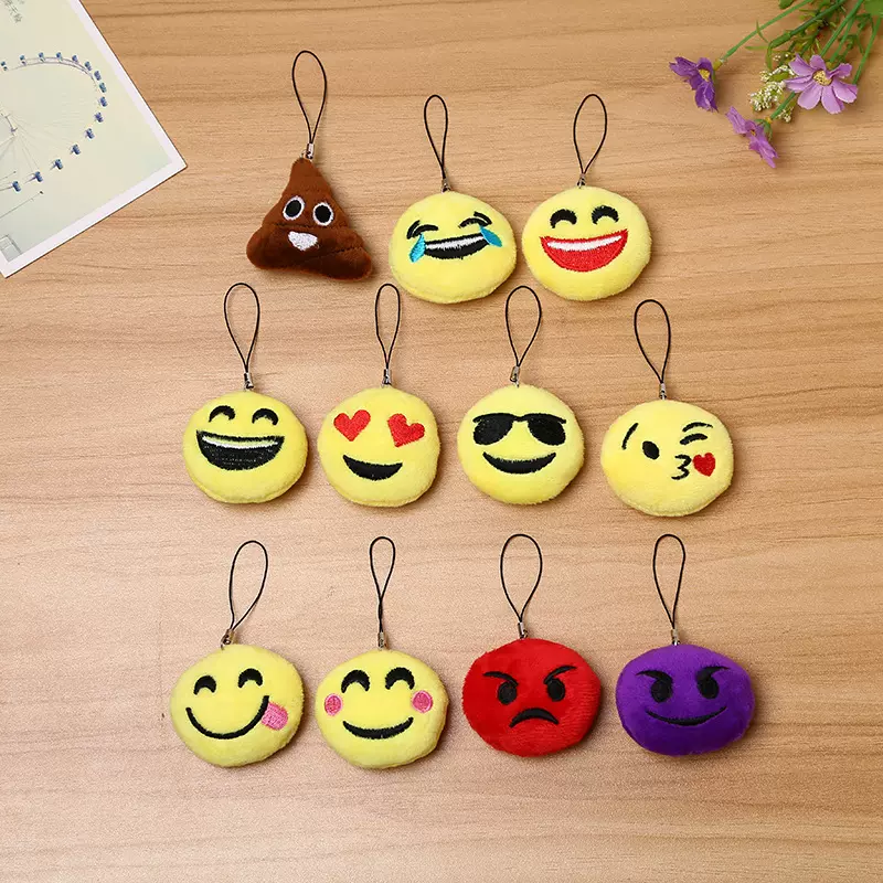 热QQ表情抱枕emoji挂饰毛绒玩具公仔挂件厂家直销毛绒卡通头