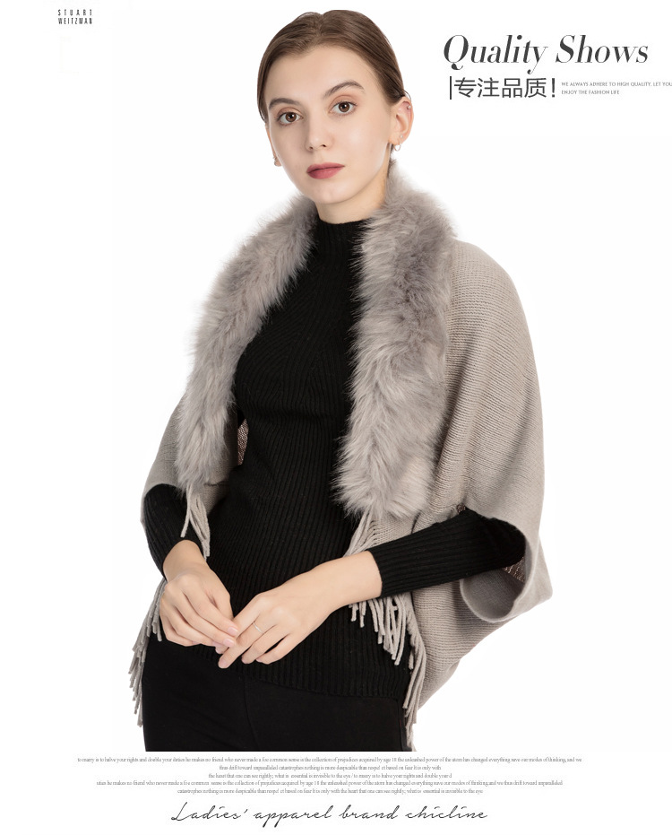 仿狐狸毛披肩 外贸现货套衣 poncho 亚马逊