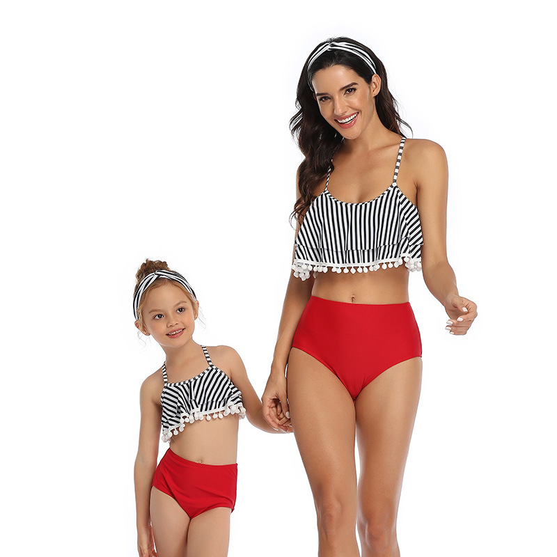 print sleeveless slim backless parent-child Tankini set NSHYU121344