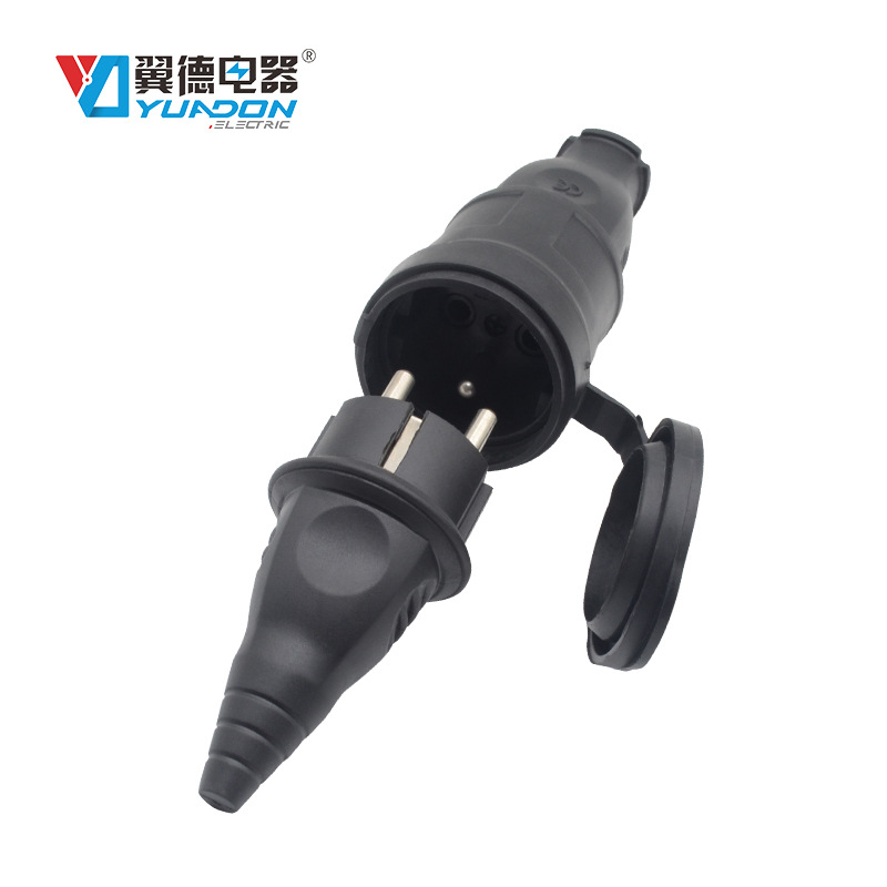 橡胶欧式法式公母对接防水插头插座 16A欧标法标IP44防水插头插座