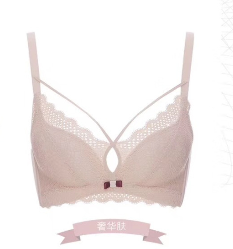 Entidad clásica ropa interior inalámbrica de las mujeres de la piel de algodón lado pecho pequeño empuje hacia arriba soporte superior sujetador ajustable 2085