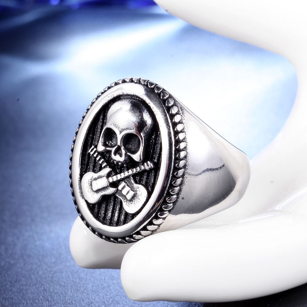 Halloween Festival Skull Pattern Men'S Gender Metal Design Retro, Punk Style Retro Punk Skull Titanium Steel Metal Halloween Men'S Rings