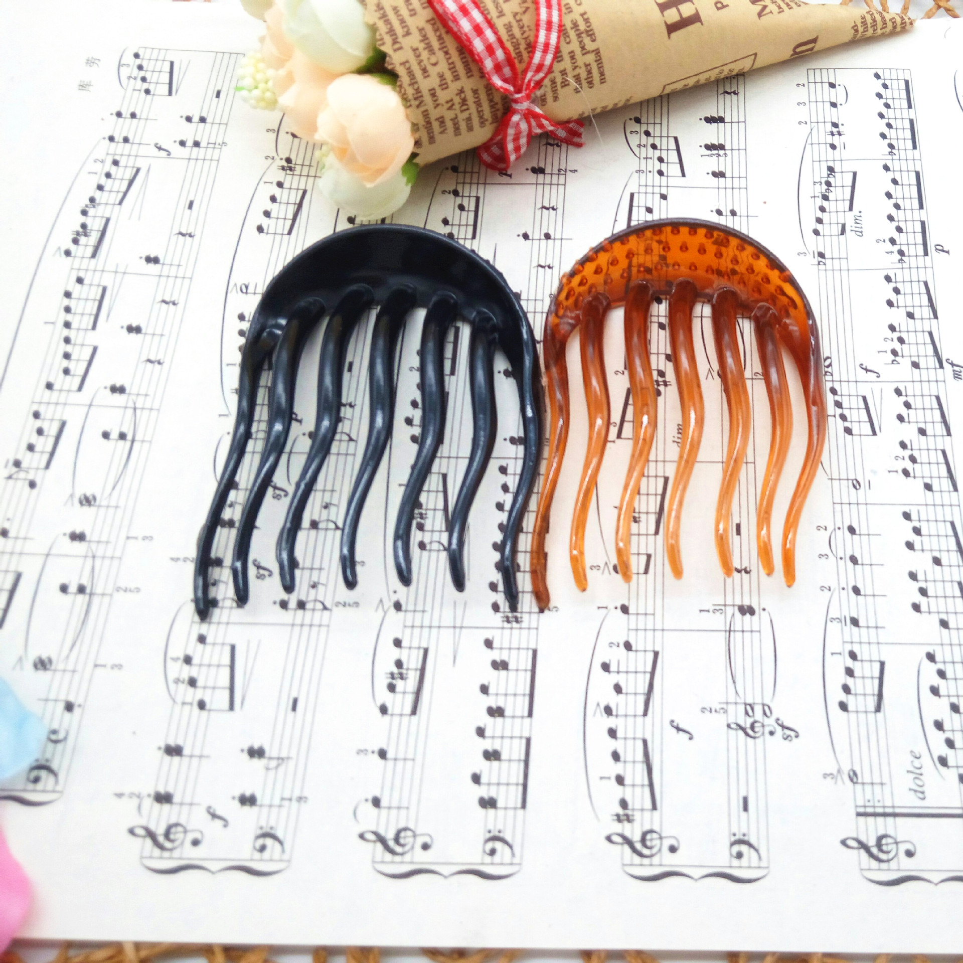 韩版时尚发饰头饰 蓬松马尾梳插梳发梳美发造型盘发工具货源批发