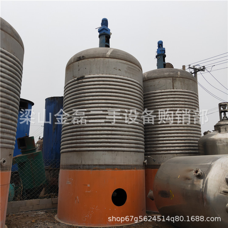 二手40立方不锈钢外盘管反应釜二手大型不锈钢外盘管加热反应釜