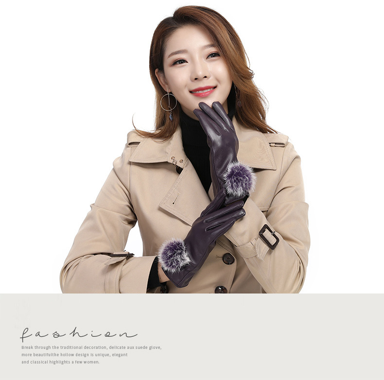 Women's Pu Leather Gloves Winter Warm Touch Screen Winter Wear_voghion.com