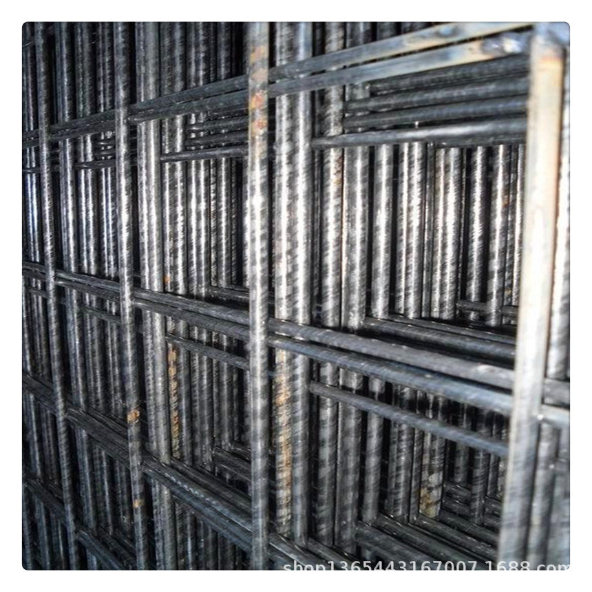 大量现货铁碰网 1X2米黑线铁丝网片6#10cm孔黑丝网片 螺纹钢网