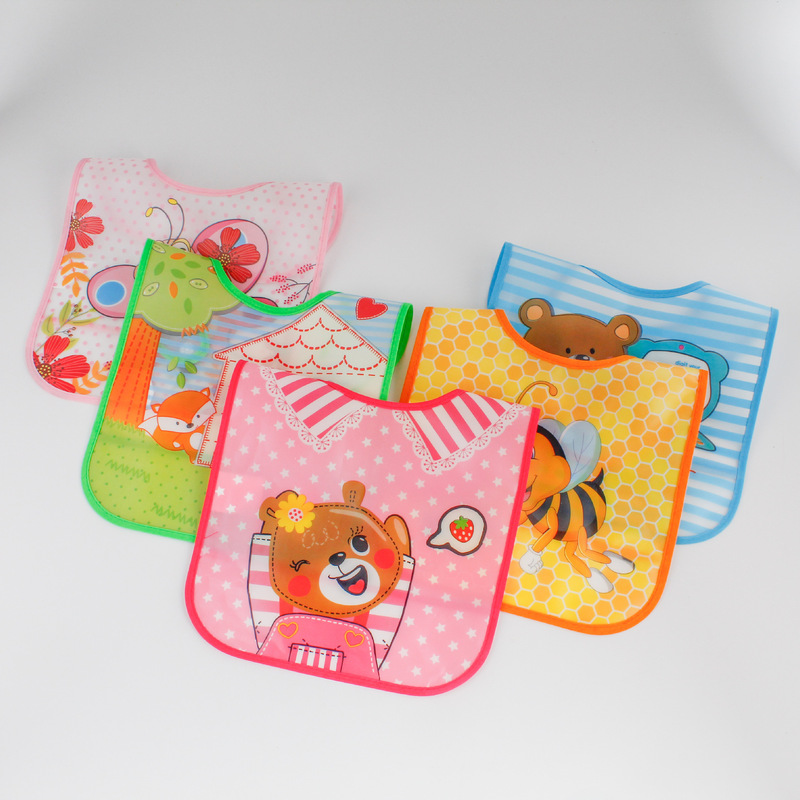 Factory direct baby eating bib wash-free baby waterproof bib saliva towel cartoon EVA bib custom