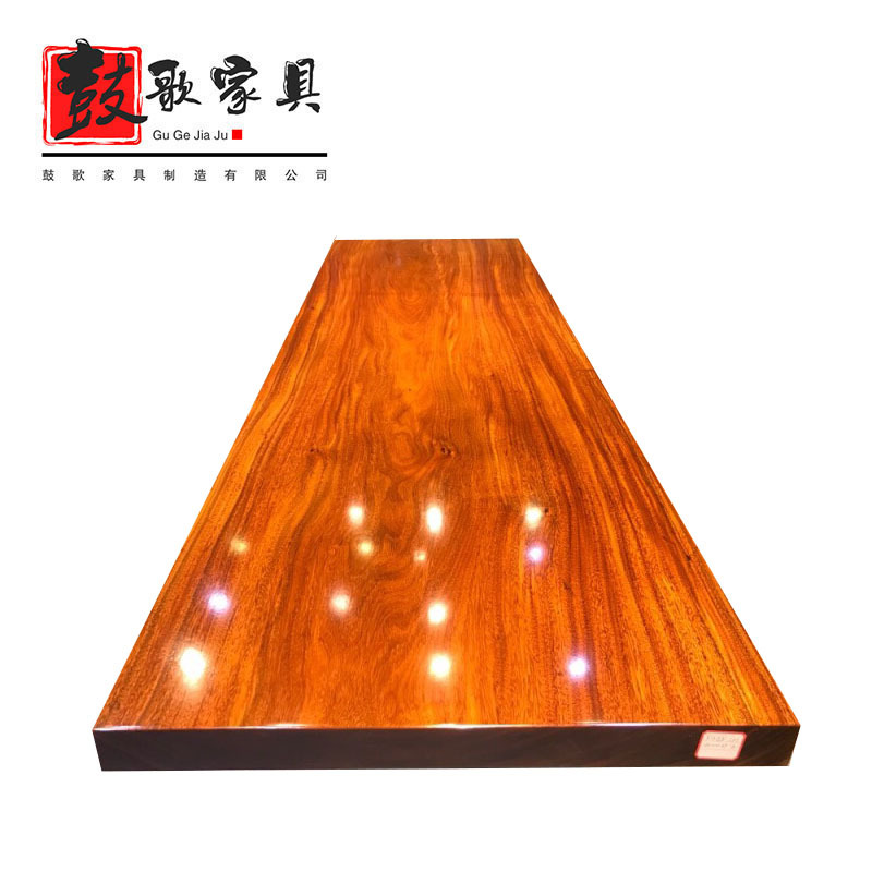 奥坎实木大板桌原木茶桌茶台巴花胡桃木茶板新中式办公桌红木家具
